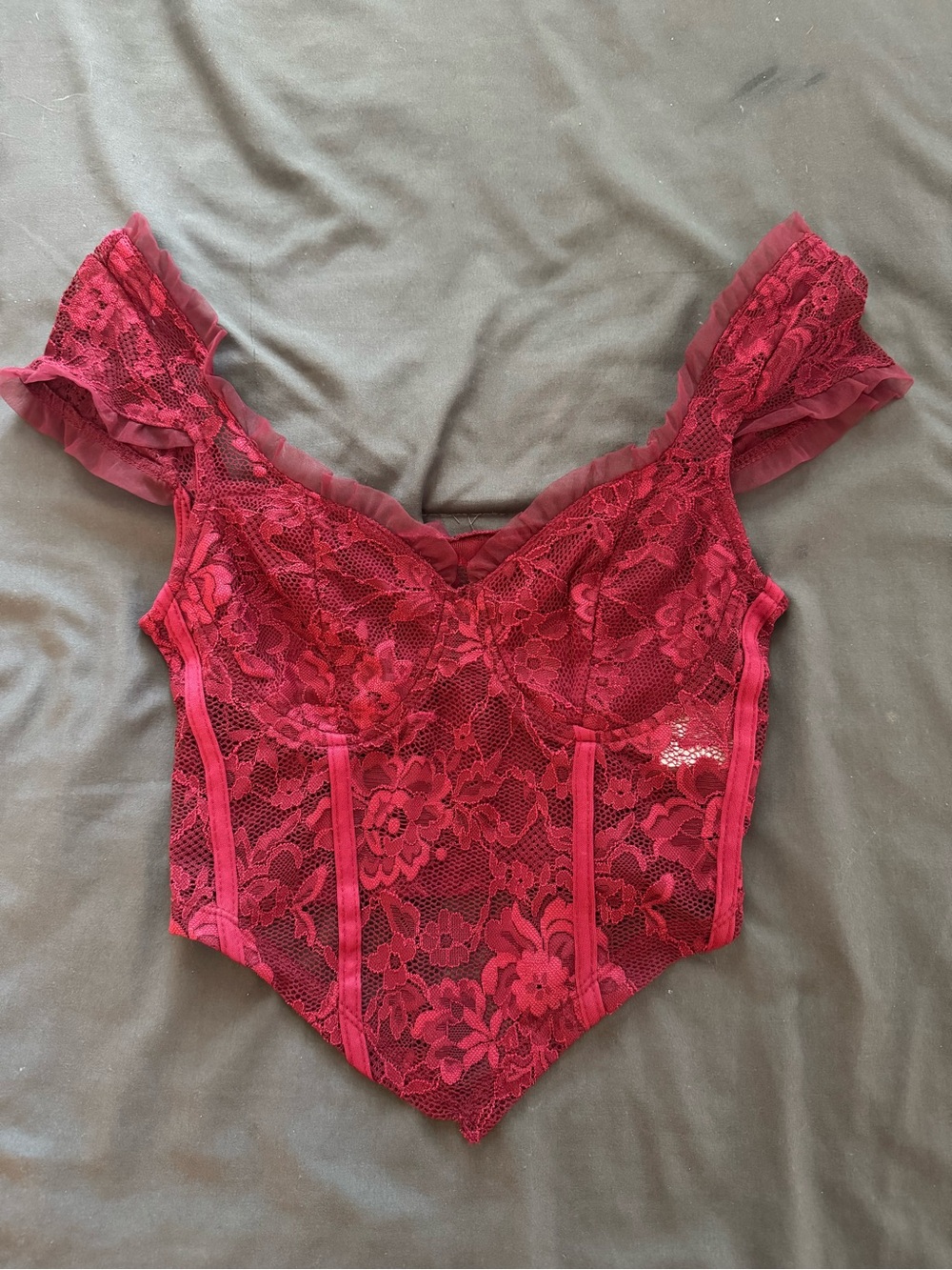 SHEIN Ruby Red Lace Corset Top